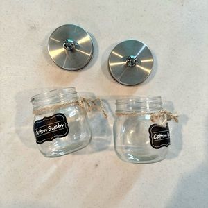 Set of Two Bathroom Rustic Farm Storage Jars with Removable Lids